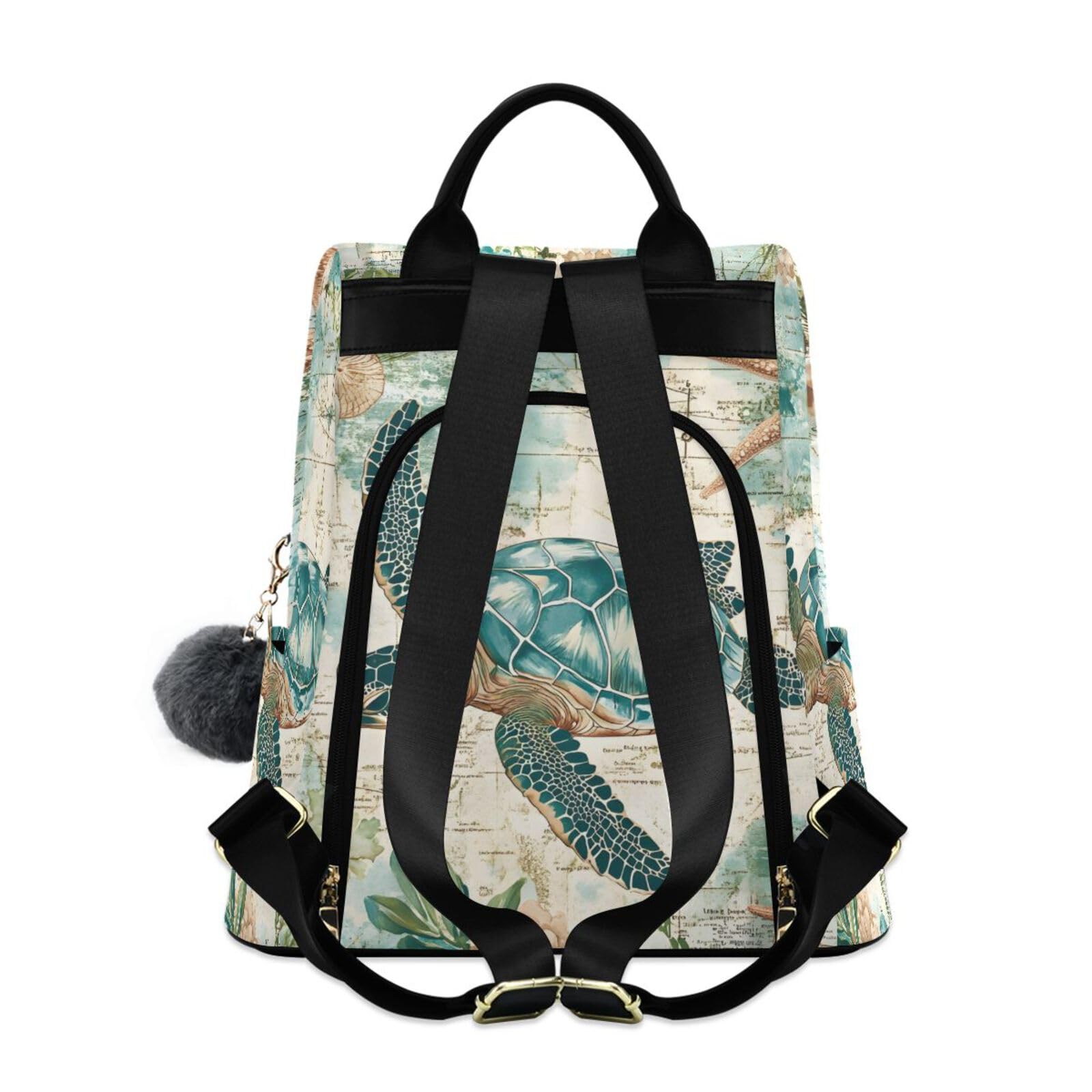 Beautiful Sea Turtle Backpack for Women Anti Theft Large Fashion Travel Shoulder Bag Purse Rucksack Lightweight