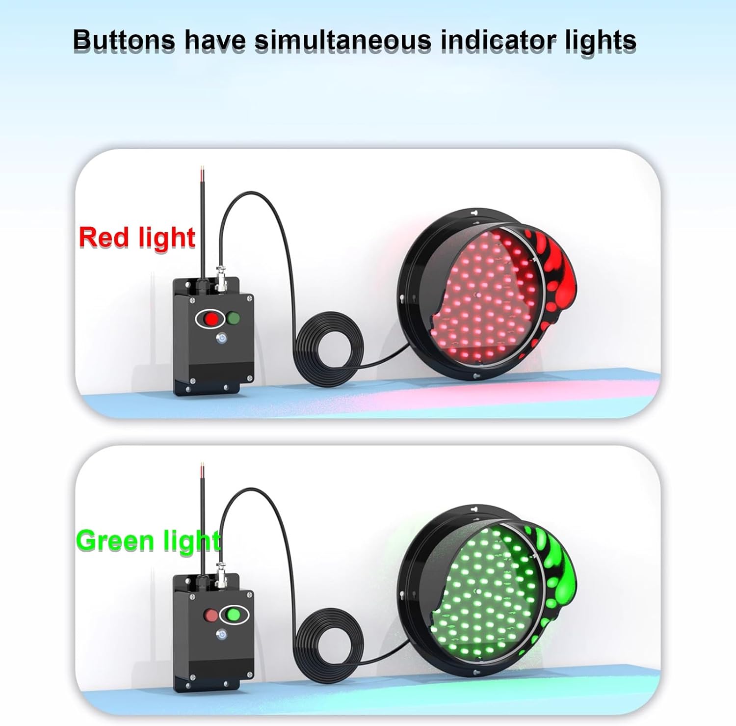 Traffic Light lamp, Stoplight, Stop Light lamp, Button Control, Waterproof and Sun-Proof, Suitable for Construction Sites, Children's Education, Traffic Roads(220/15 * 30