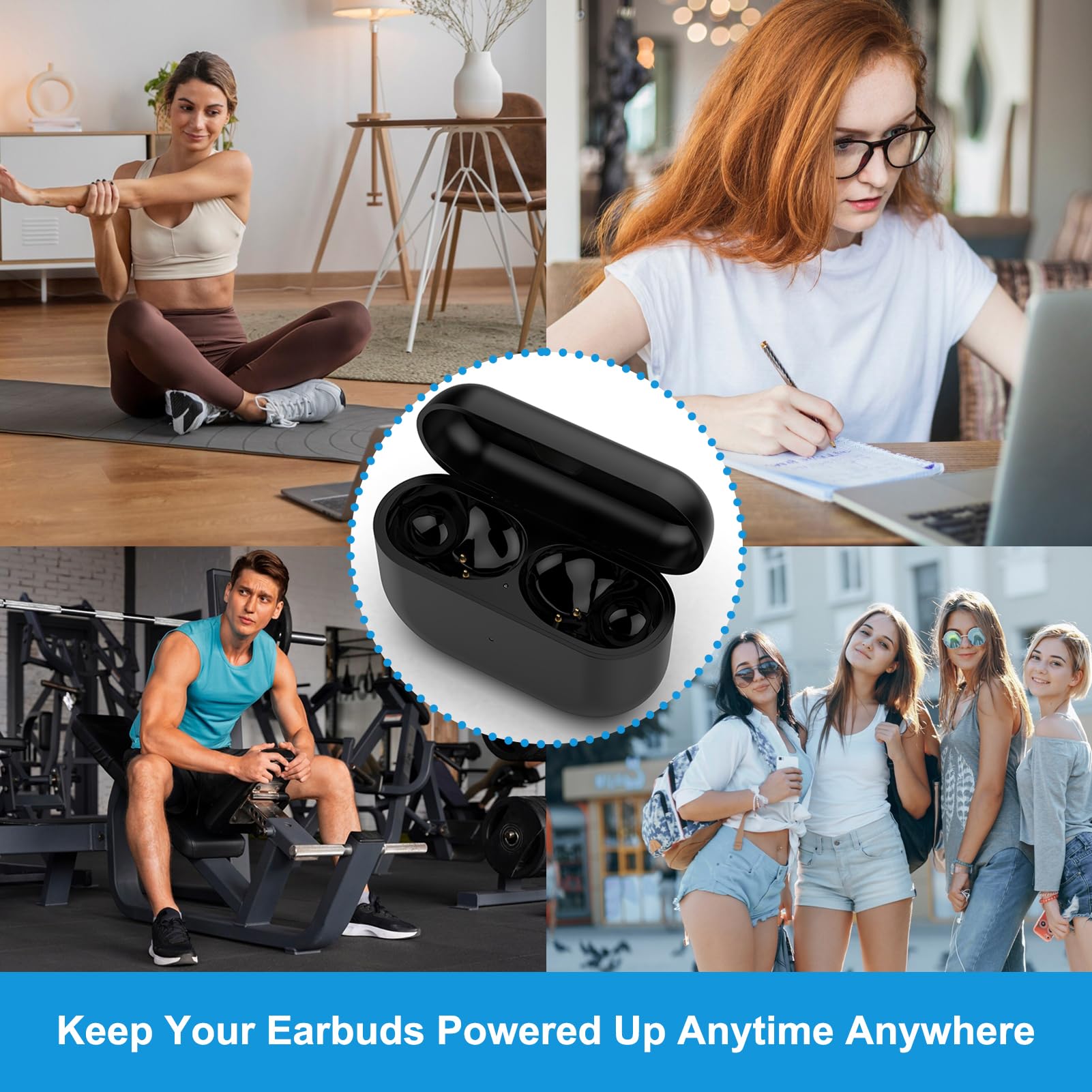 Boîtier de charge de rechange compatible avec Jabra Elite10 et Jabra Elite 10 Gen 2 (noir)