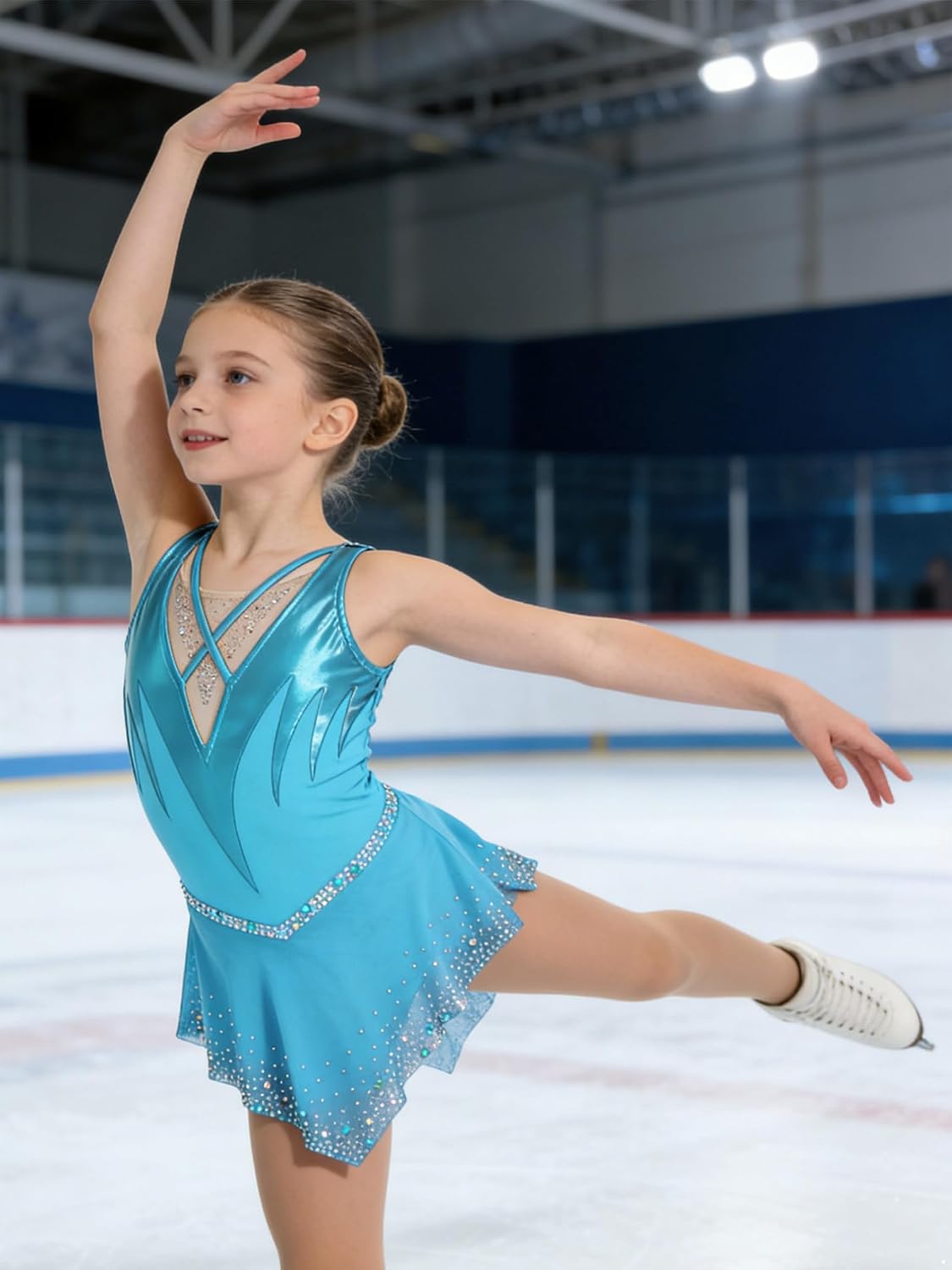 FEESHOW Kids Girls Sparkly Figure Ice Skating Dress Sleeveless Rhinestones Gymnastics Ballet Dance Skirted Leotards