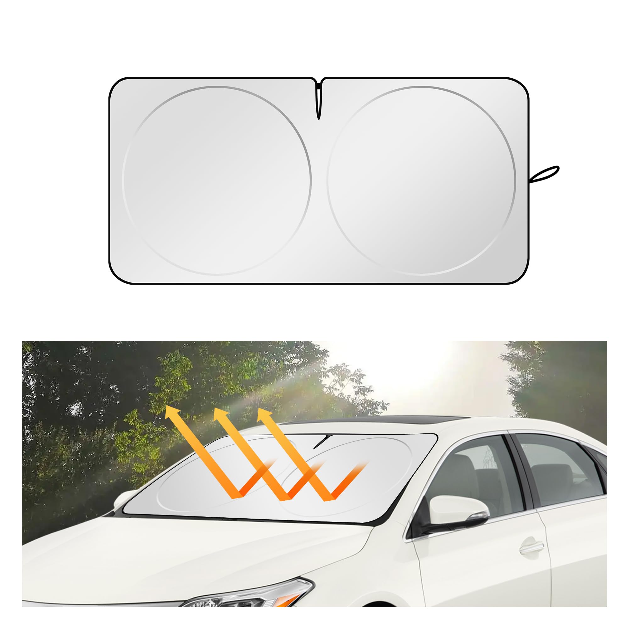 Car Sun Shade Windshield with Opening,Portable Foldable Sun Blocker for Car Windshield Keeps Vehicle Cool,Universal Car Windshield Cover Sun Shade for Most Cars SUVs Trucks (M: 59x29.5 inch)