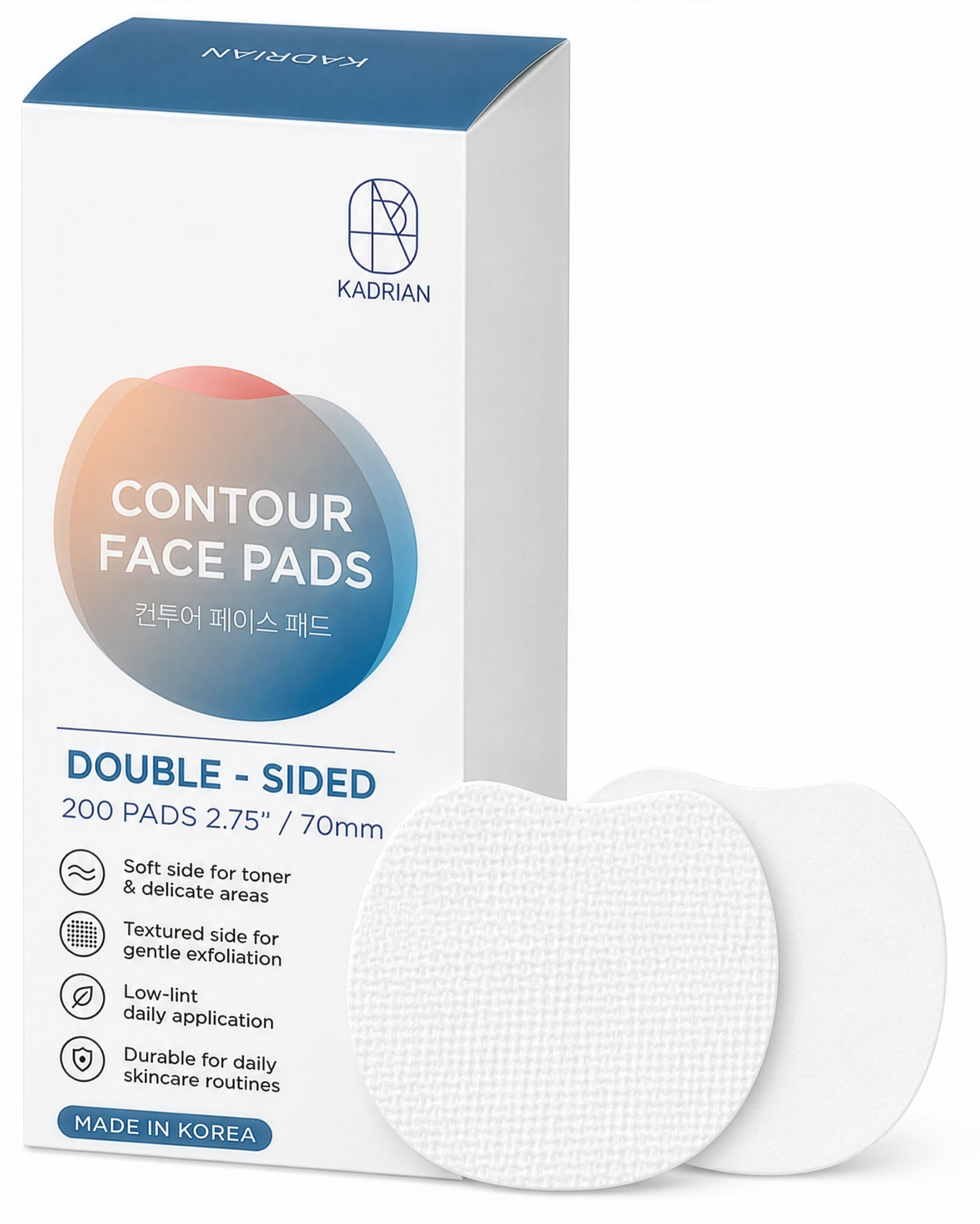 KADRIAN Double-Sided Facial Pads - Lint Free - for Makeup Remover and Toner - Rayon face Pads for Toner and cleasing - Rayon not Cotton Balls - Exfoliating Cotton Rounds for face (180 Pads)