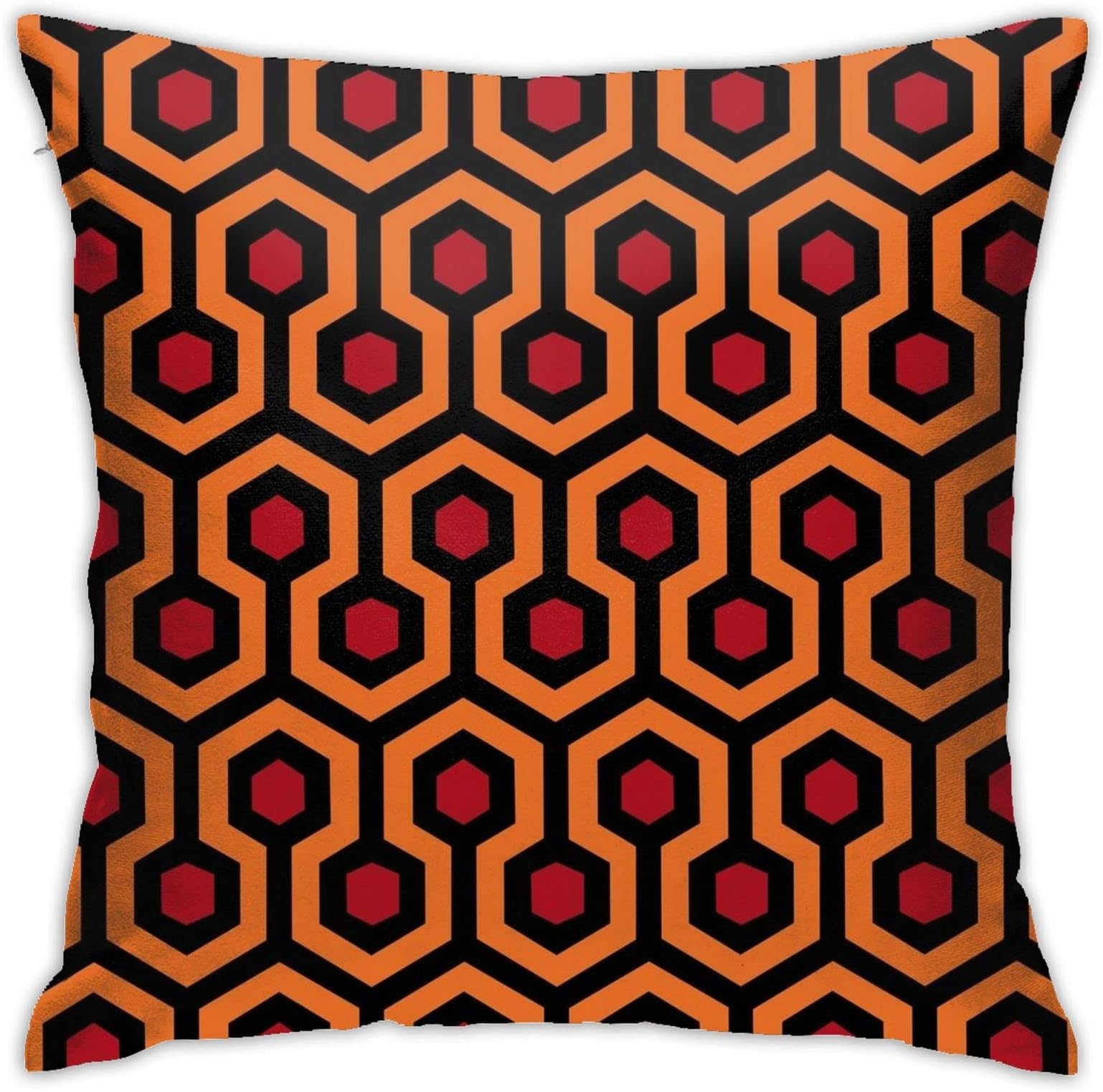 RKE Overlook Hotel Carpet The Shining Hexagon Pattern Geometric Trellis Polygon Bedroom Throw Pillow Covers Home Decorative Couch Sofa Square Cushion Pillow Case 18x18 In, One Size (220501)