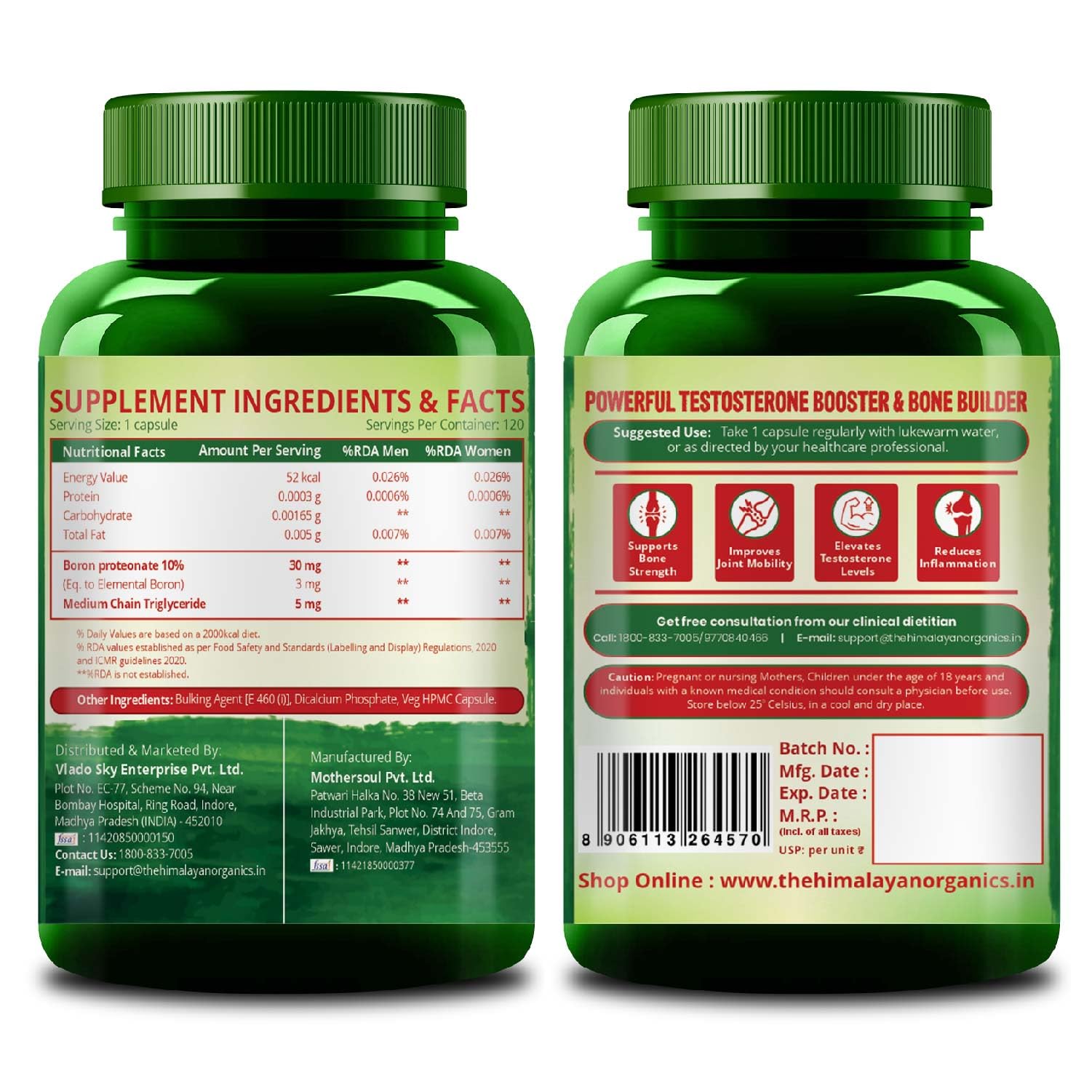 Vlado's Himalayan Organics Boron 3Mg Advance Chelated Supplement For Men & Women | Maintain Harmonal Balance And Improved Bone Strength | Better Flexibility | Cognitive Function -120 Veg Capsule — Amazon image 9