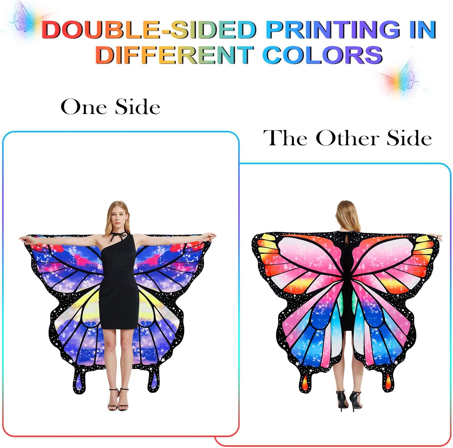 Halloween costumes for women adult,Double-Sided Butterfly Wings,Butterfly Costume for Women,3PCS Fairy Wings Set. - Image 2