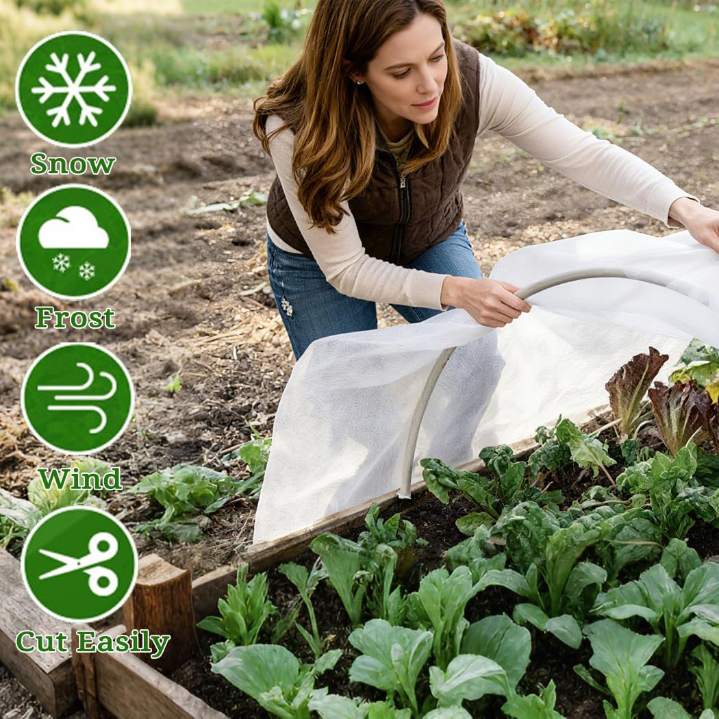 Plant Covers Freeze Protection with Ultra Fine Mesh Reusable Floating Row Cover for Plants Vegetables Flowers Fruits Frost Sun Protection 1.2oz/yd² (8x33ft) image 3