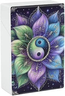 Waterproof Cigarette Case Large Capacity, Tai Chi Lotus Mandala | Plastic Hard Cigarette Box Portable Storage Box Outdoor Smoking Accessories Crushproof for Men and Women