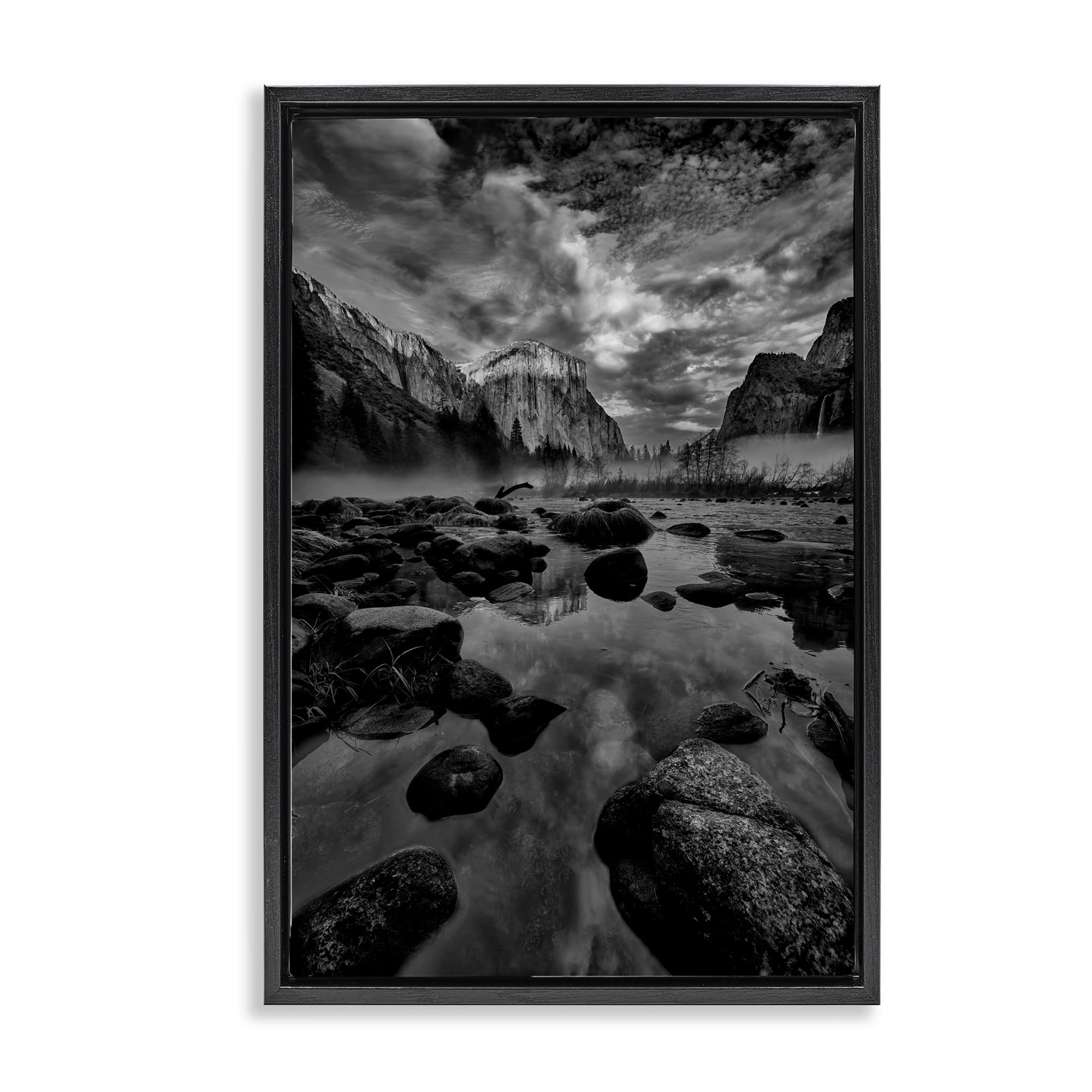 Stupell Industries Jet Black (Matte) Yosemite Valley Morning Landscape, 16 X 24 Inch Canvas In Floater Frame