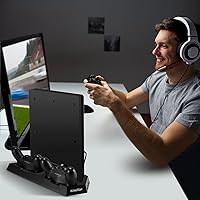 Vista 8 de PS4 Universal Controller Charger KINGTOP PS4PS4 ProPS4 Slim Fan Cooler Vertical Stand Dual Charging Station