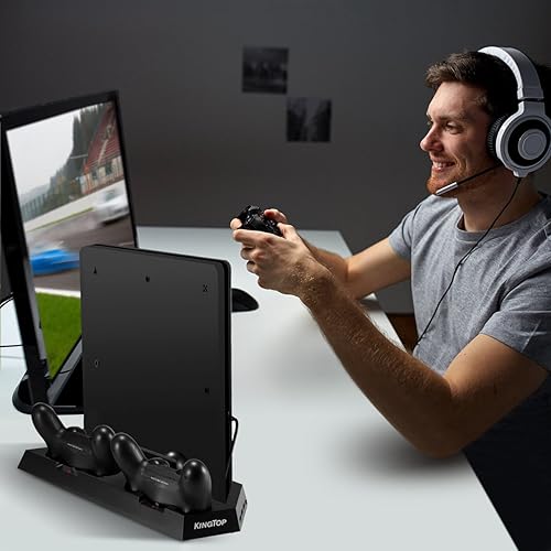 Miniatura 8 de PS4 Universal Controller Charger KINGTOP PS4PS4 ProPS4 Slim Fan Cooler Vertical Stand Dual Charging Station