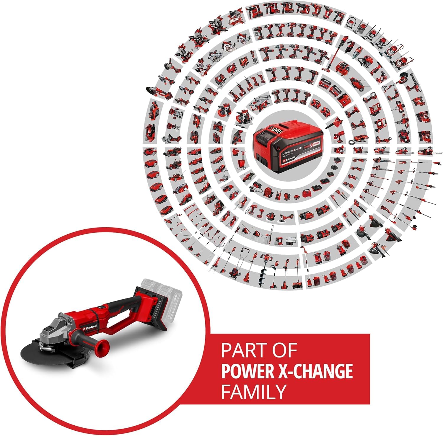 Einhell Professional Akku-Winkelschleifer AXXIO 36/230 Q Power X-Change (36 V, 2200 W, 230 mm Scheiben-Ø, 70 mm Schnitttiefe, Brushless, Quick-Fix-Nut, ohne Trennscheibe, ohne Akku)