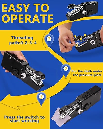 Miniatura 3 de Máquinas de coser de mano, máquina de coser a pilas, máquina de coser fácil de operar para principiantes, máquina de coser portátil para varias