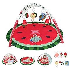 Tummy Time Mat, 9-in-1 Watermelon Baby Play Gym Mat, Oversize Baby Play Activity Mats with Sunshade & 6 Detachable Sensory Toys, Washable Non-Slip Mat for Newborn Infant Essentials Gift