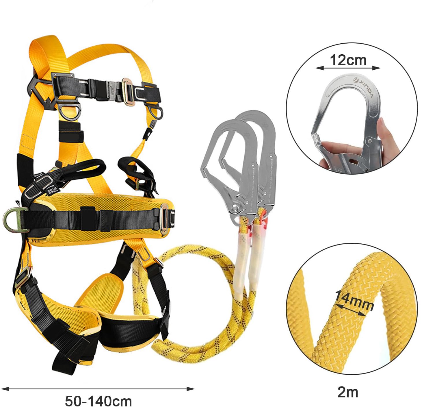 Kits de seguridad contra caídas con cordones y ganchos, clasificación universal de hasta 100 kg