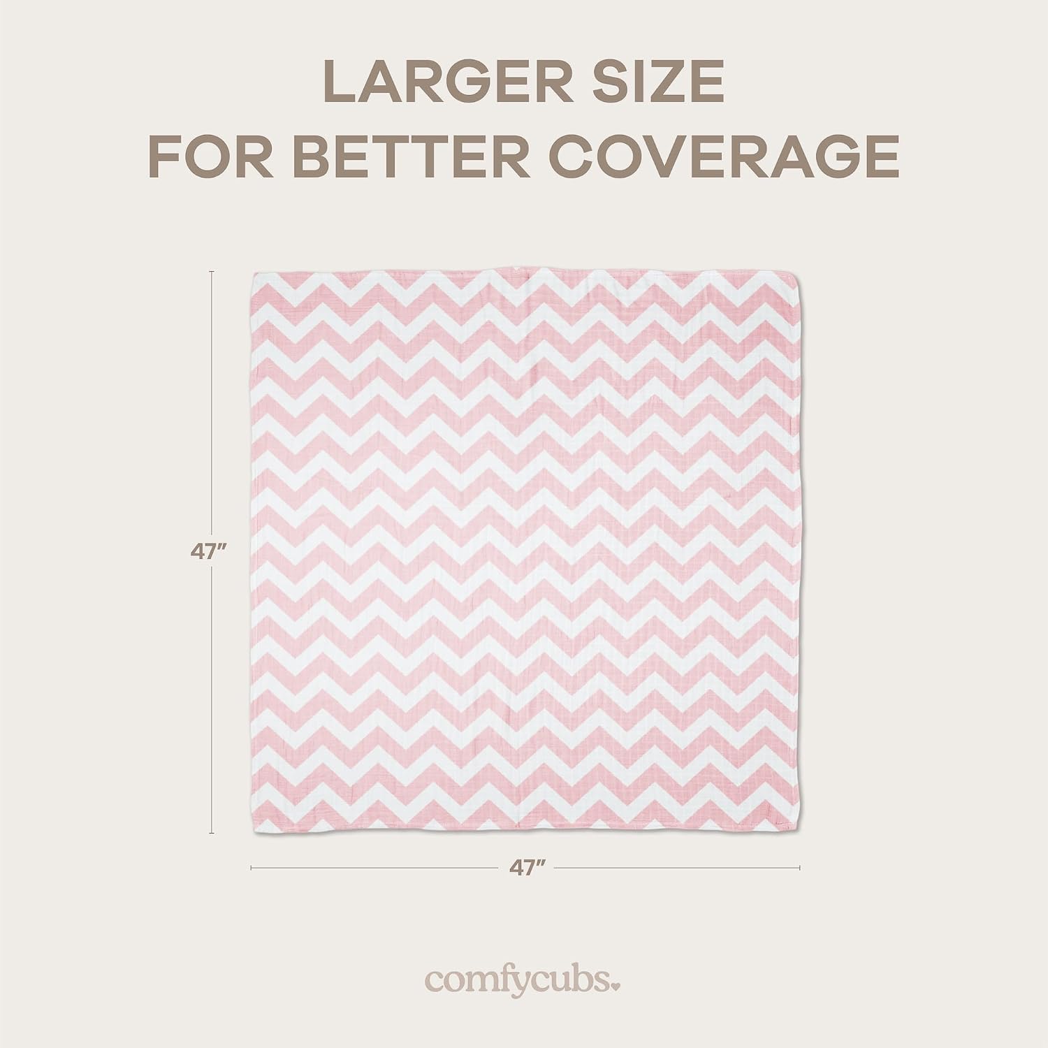 Comfy Cubs Muslin Swaddle Blankets Pack of 4, 47 x 47 Inches, Soft Cotton Baby Blanket Set, Large Multipurpose Swaddling Wraps for Newborns - Self-Soothing Swaddle - Pink