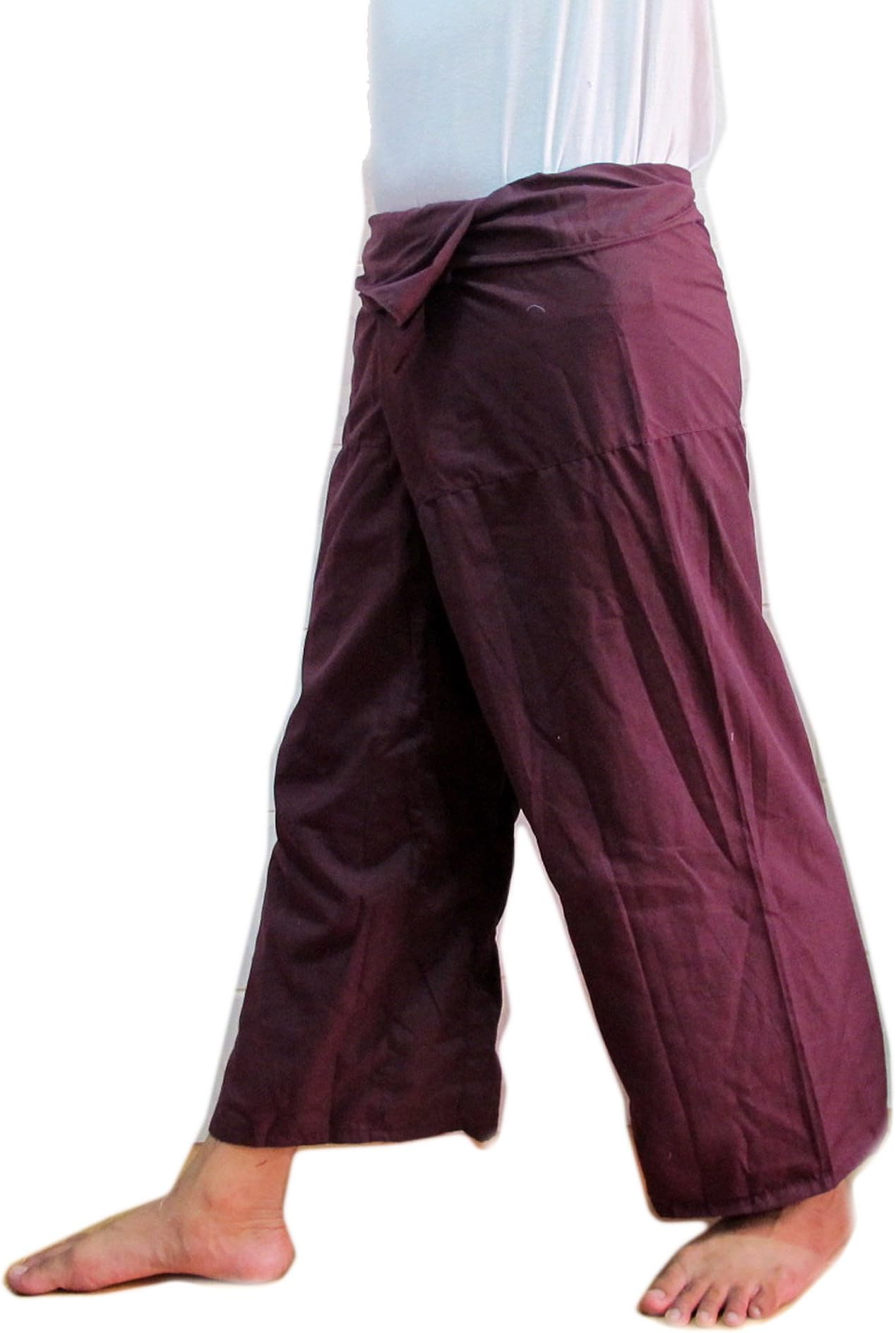 Thai Beautiful Fisherman Pant Yoga Cotton Free Size (Maroon)