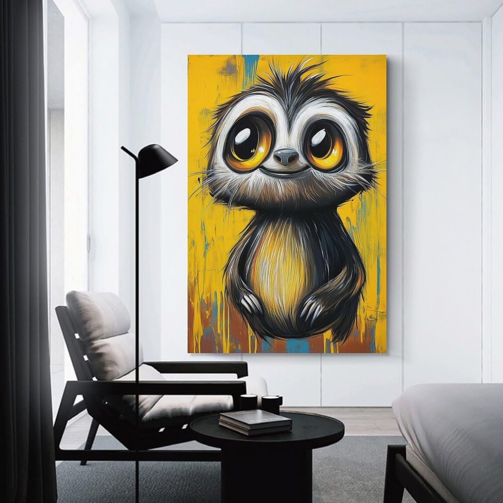 Junmoney Canvas Wall Decor Cute Sloth Painting, 24x36inch(60x90cm), for Gallery Wall Decor And Room Displays, An Easy Match for Collected Prints