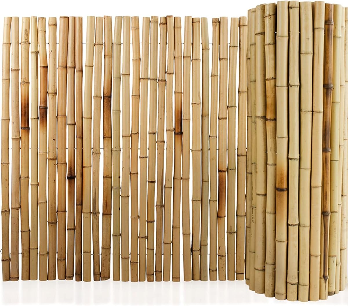 Floordirekt Bambus-Sichtschutzzaun Naturmaterial | Vollrohr Schilfrohrmatte | Schilfmatten Sichtschutz für Balkon, Terrasse oder Garten | Robust und witterungsbeständig (100 x 250 cm, Natur)