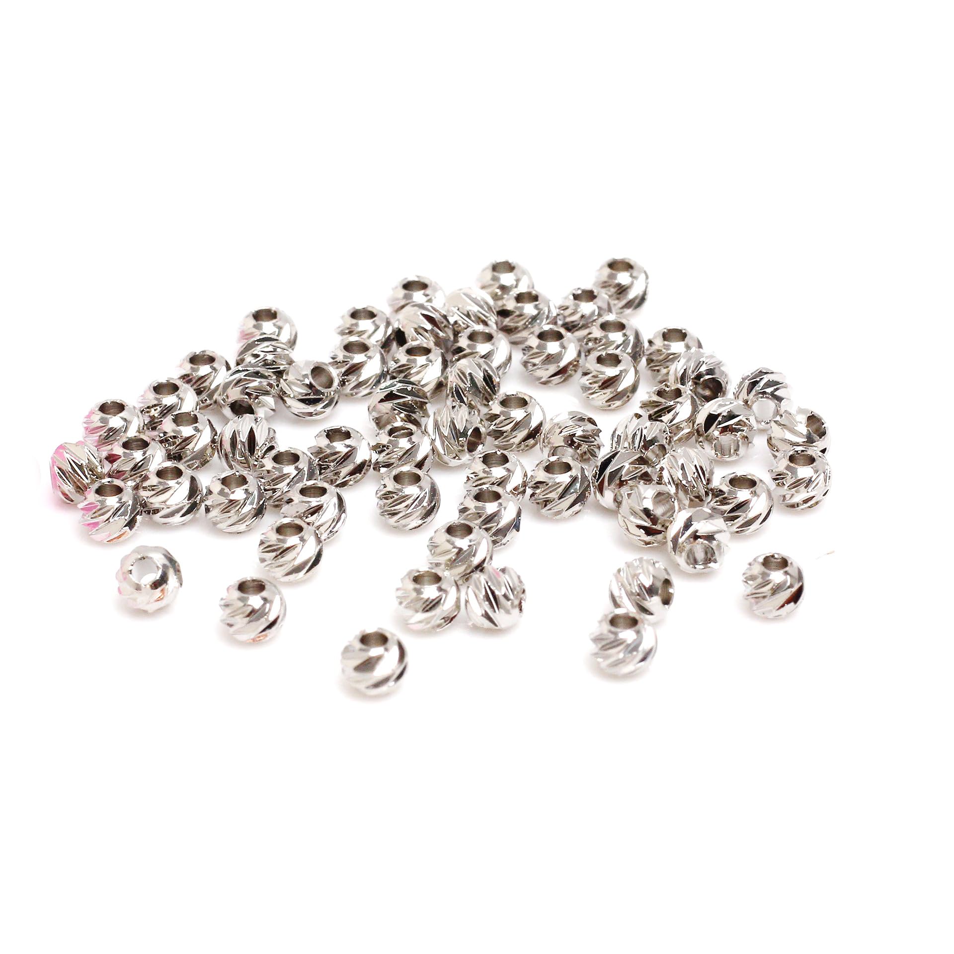 Malahill Excellent Quality 2.5mm Faceted Brass Beads for Jewelry Making 100pcs White Gold