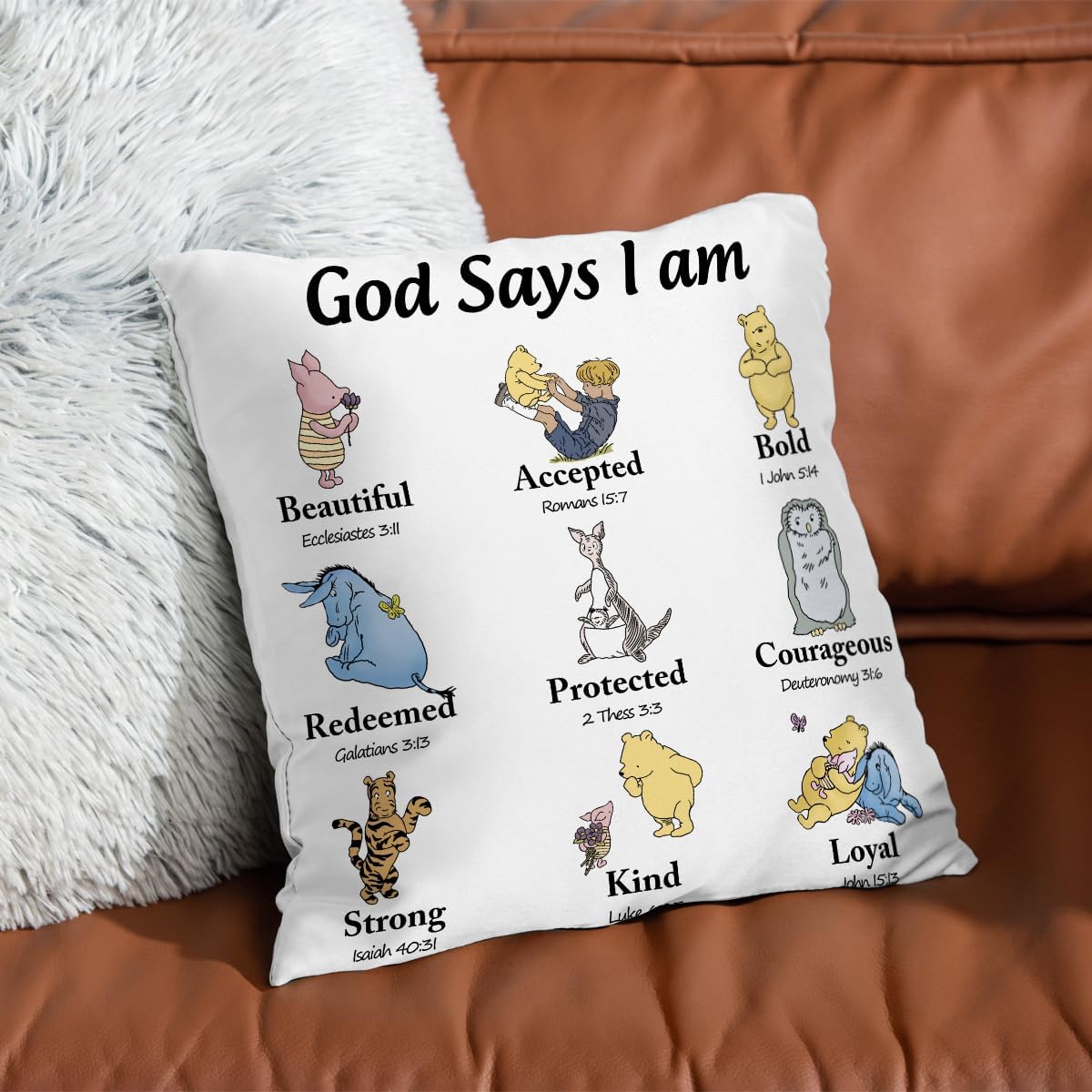 Winnie Baby Nersery Stuff-The Pooh Nursery Decor-Winnie Pillow Case- 18x18 Inch Throw Pillow Cover Case quare Couch Pillow Cover-Gift for Daughter Son Kids Christmas
