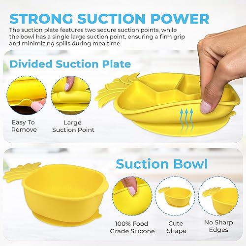 Miniatura 10 de Baby Led Weaning Supplies - Juego de alimentación de silicona para bebés - Juego de platos de succión de silicona ultra completos. Juego de platos