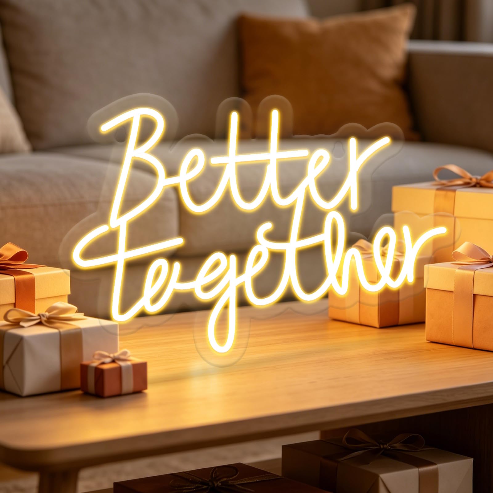 Better Together Neonschild, LED-Neonschild, Wanddekoration für Hochzeit, Schlafzimmer, Weihnachten, Valentinstag, Frauen, Geburtstagsgeschenk, Wohnzimmer, Heimdekoration, 40,6 x 30,5 cm