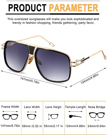 Frienda 3 Pairs Mens Sunglasses Oversized