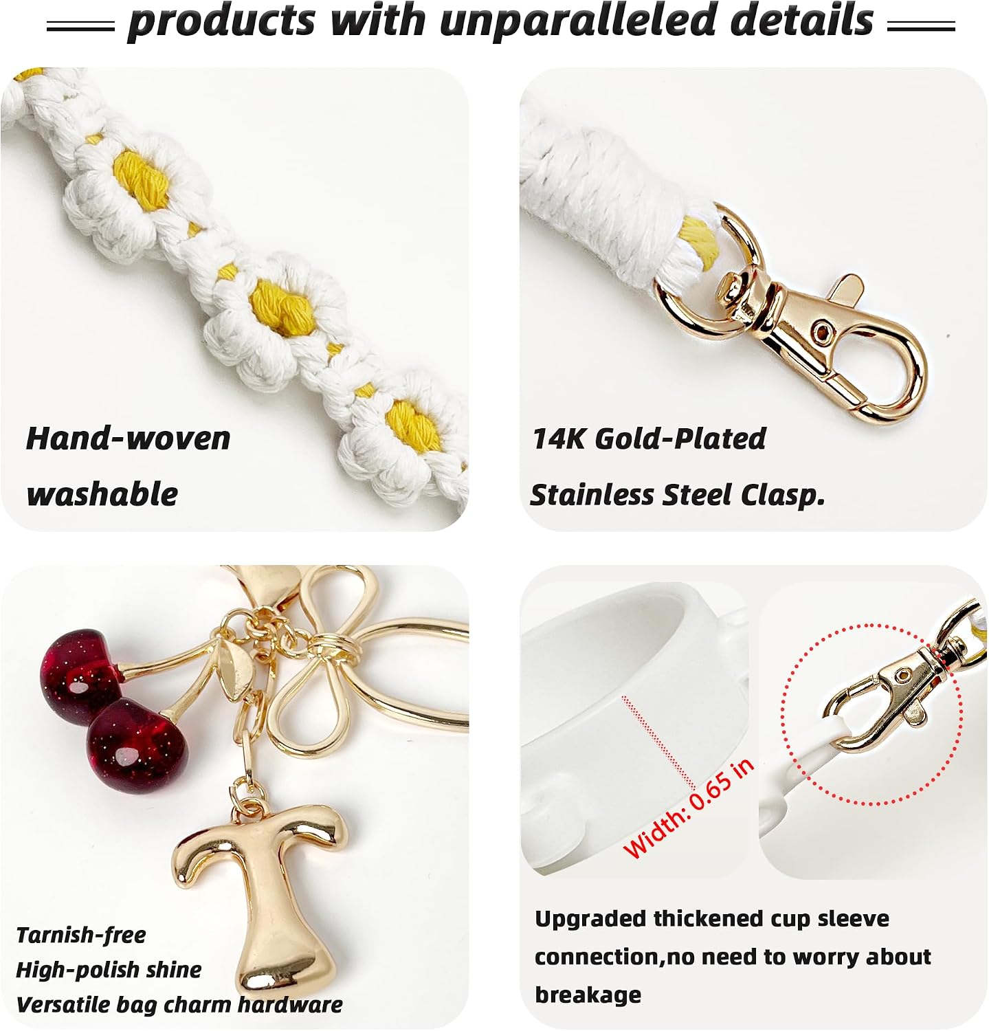 Letter Handle Strap Accessories with Cute Initial Charm Compatible with Owala Water Bottle 24oz 32oz 40oz Owala Kids image 3