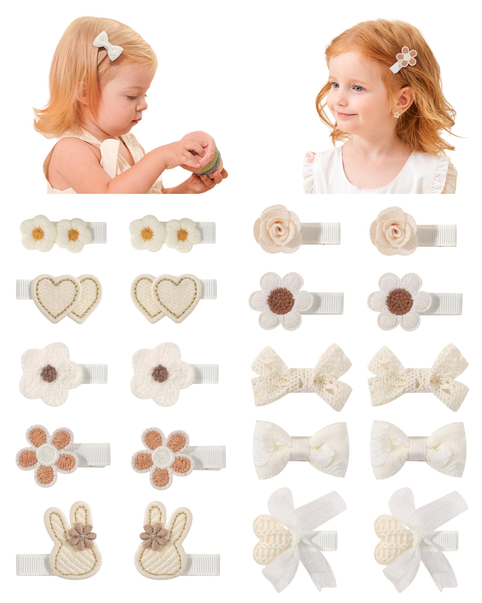 Dooboi 20 PCS Baby Hair Clips for Girls Fully Lined Alligator Hair Clips