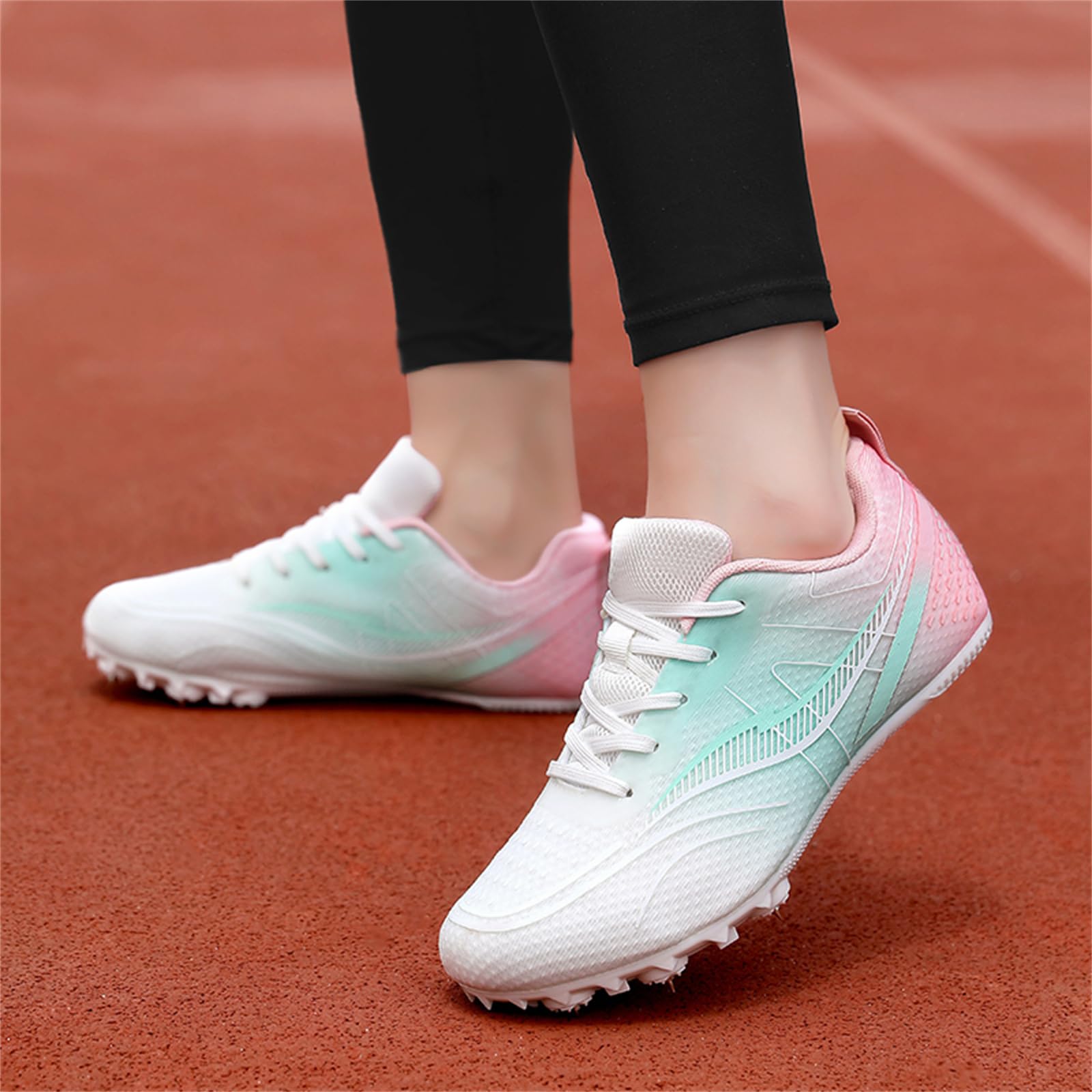 Chaussures D'athlétisme Femmes Baskets Respirantes pour Course sur Piste Saut Sprint Pointes Chaussures De Sport