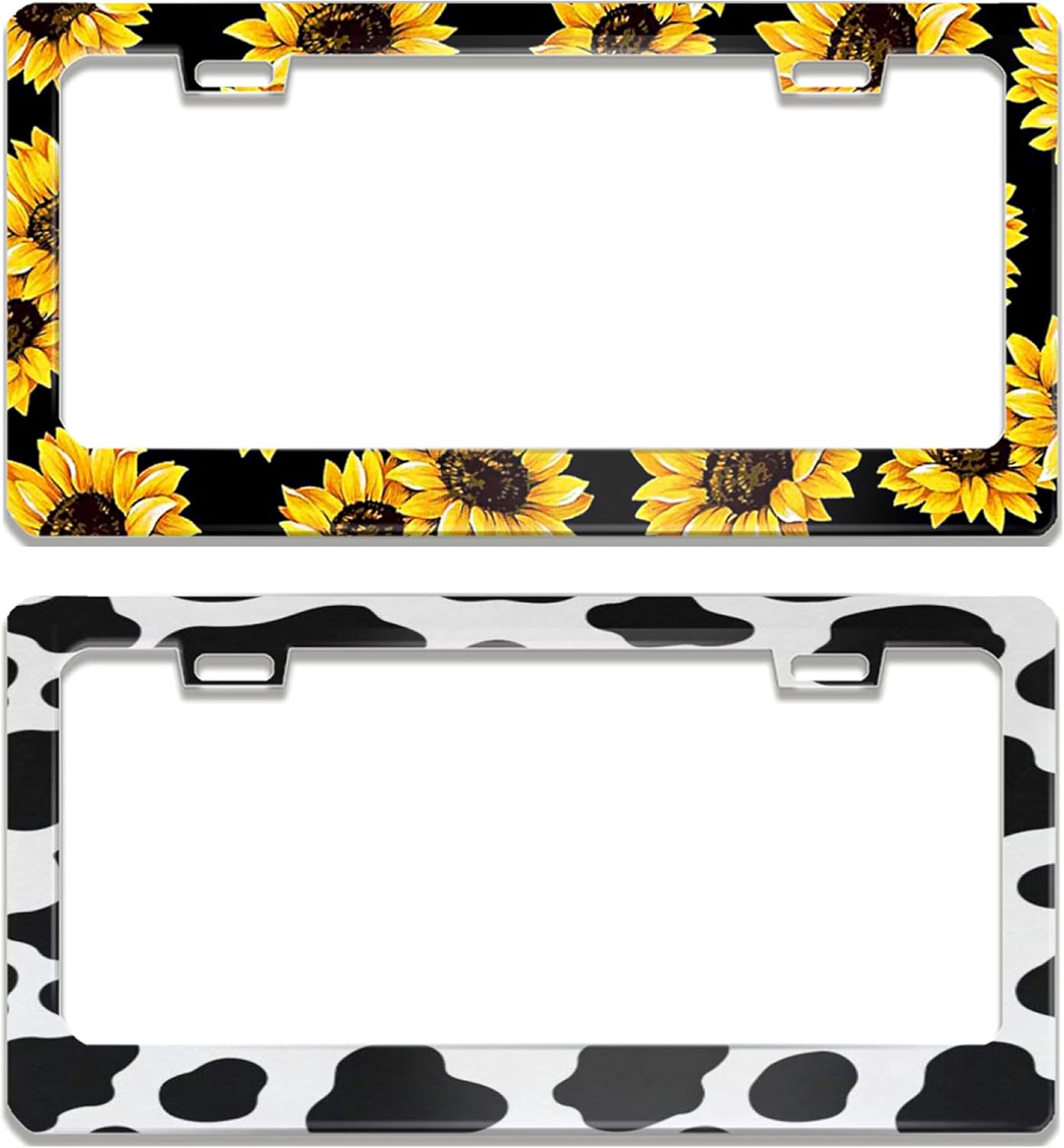 License Plate Frames Sunflower and Cow Bundle