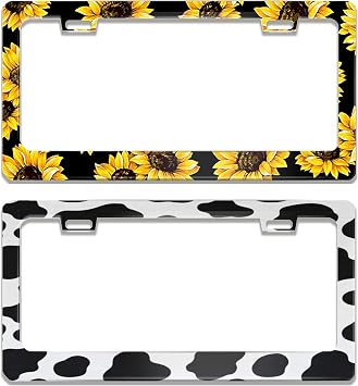 License Plate Frames Sunflower and Cow Bundle