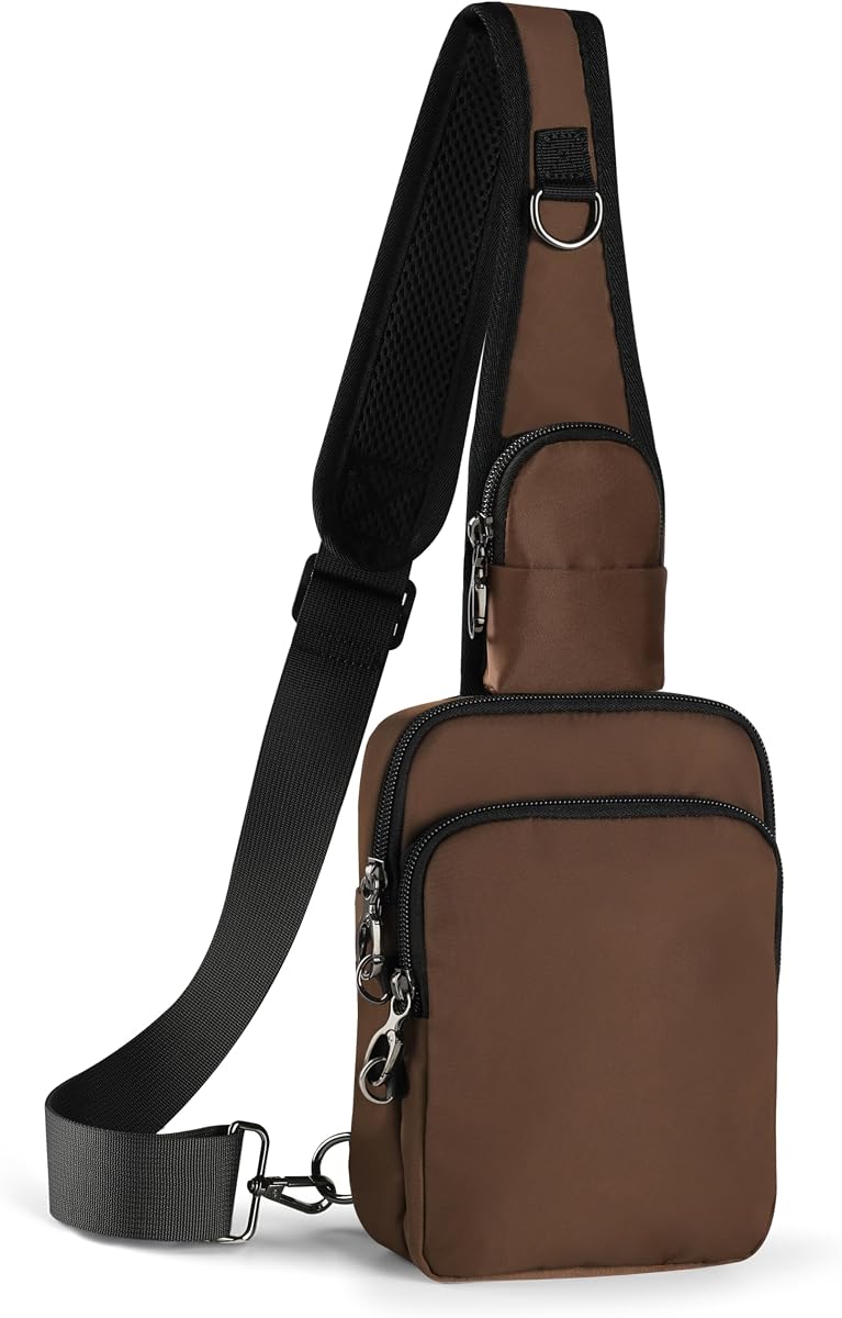 Bolso bandolera con cierre de cremallera, bloqueo RFID y resistente al agua para hombres y mujeres
