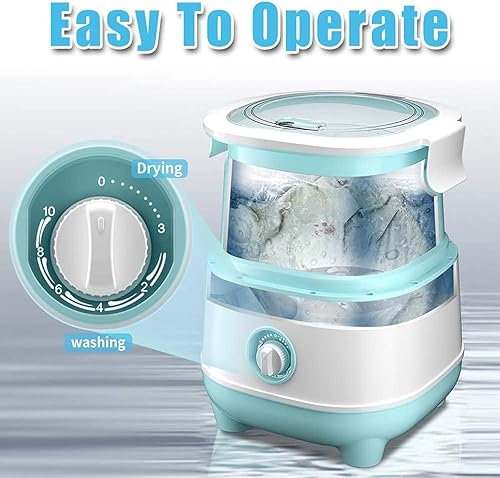 Miniatura 6 de Mini lavadora y secadora plegable portátil, lavadora rápida de 10 minutos y secado giratorio de 3 minutos, capacidad de 6.6 libras, ahorra agua y