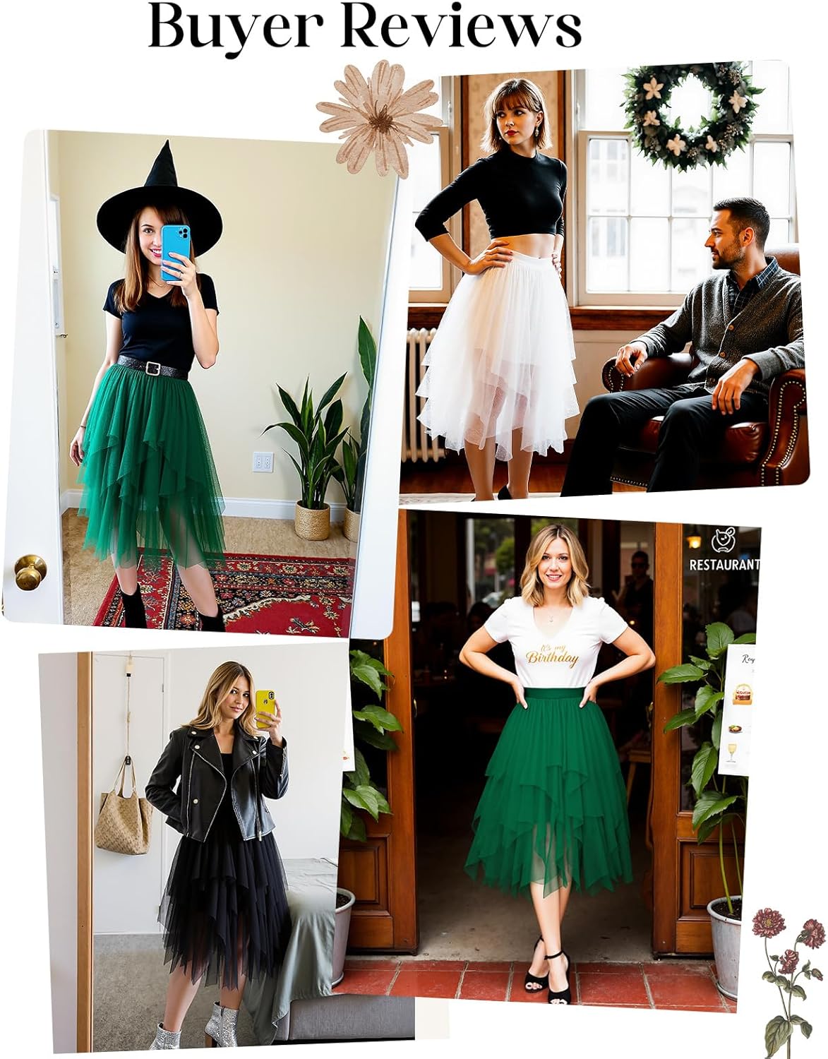 Bridesmay Tulle Skirts for Women Fairy A-Line Fluffy Mesh Layered Midi Long Tutu Skirt Halloween Tea Party Tutus - Image 4