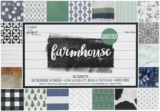 Farmhouse Scrapbook Card Stock Stack Pad - 80 Sheets