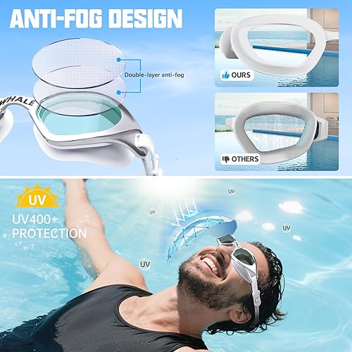 Miniatura 2 de Whale Gafas de natación para adultos, antiempañamiento, cómodas, polarizantes, para adultos, unisex
