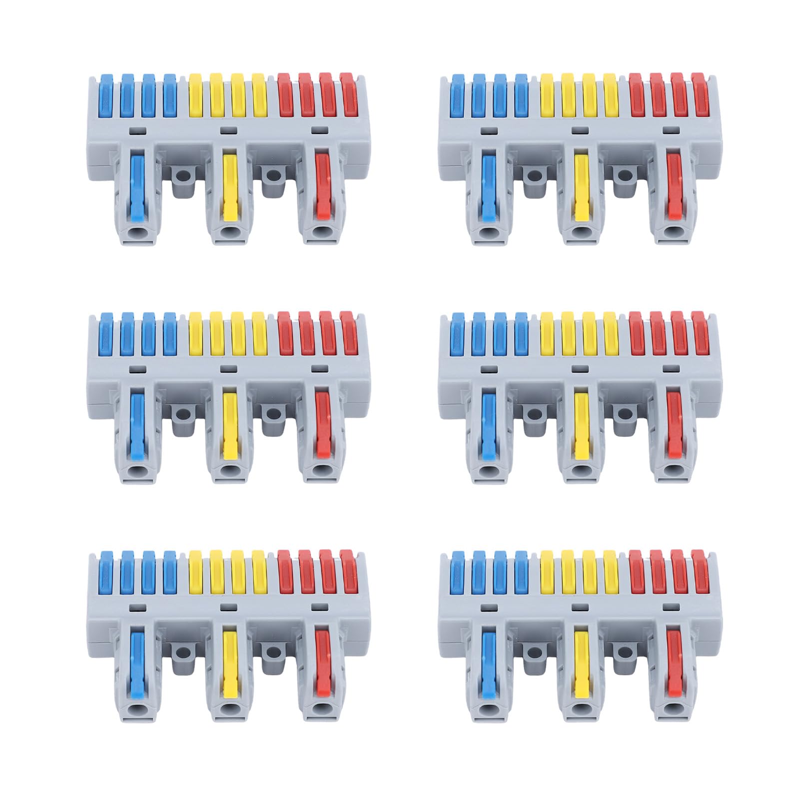6PCS Push in Lever Wire Connector Electrical Splicing Kit for Compact Inline Terminals 3 in 12 Out Reusable PA66 Copper 600V 32A - Image 2