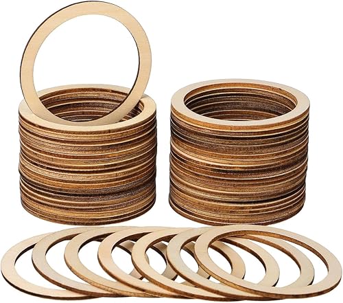 SEWACC 50 marcos de madera para decoración de Navidad, rebanadas de madera natural, círculos de madera sin terminar, círculos de madera suave,