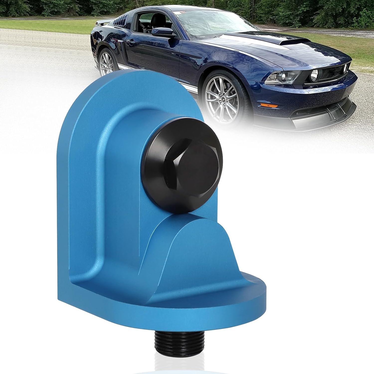 M-6880-B50 90 Degree Billet Oil Filter Adapter for 1965-1995 Mustang 5.0L 302 V8, 2011-2021 Ford Mustang & 2016-2018 Focus RS, Blue