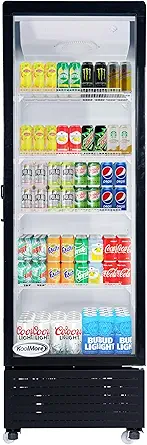 KoolMore 23 in. Glass Door Commercial Display Merchandiser Refrigerator Cooler, 10 cu. ft., Black