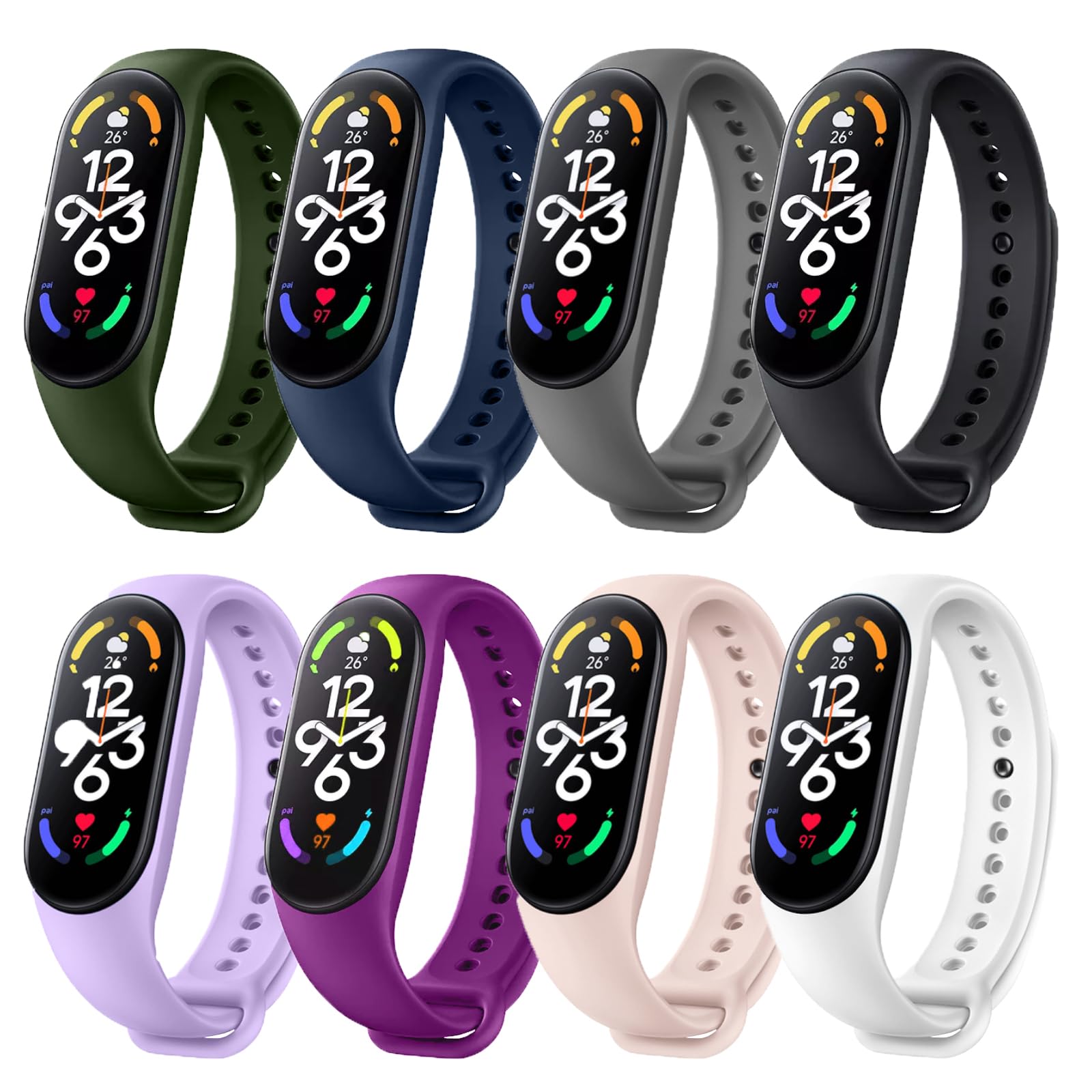 Bands Replacement for Mi Band 7 Strap Wristbands Compatible with Xiaomi Mi Band 7 Smartwatch Accessories Colorful Bracelet for Women Men Silicone Smart Watch Xiaomi 7 Wrist Band