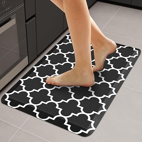 Miniatura 10 de WISELIFE Alfombra de Cocina Acolchada Antifatiga, 17.3" x 60", Alfombras de Cocina Antideslizantes Impermeables de PVC Resistente, Alfombra Rojo