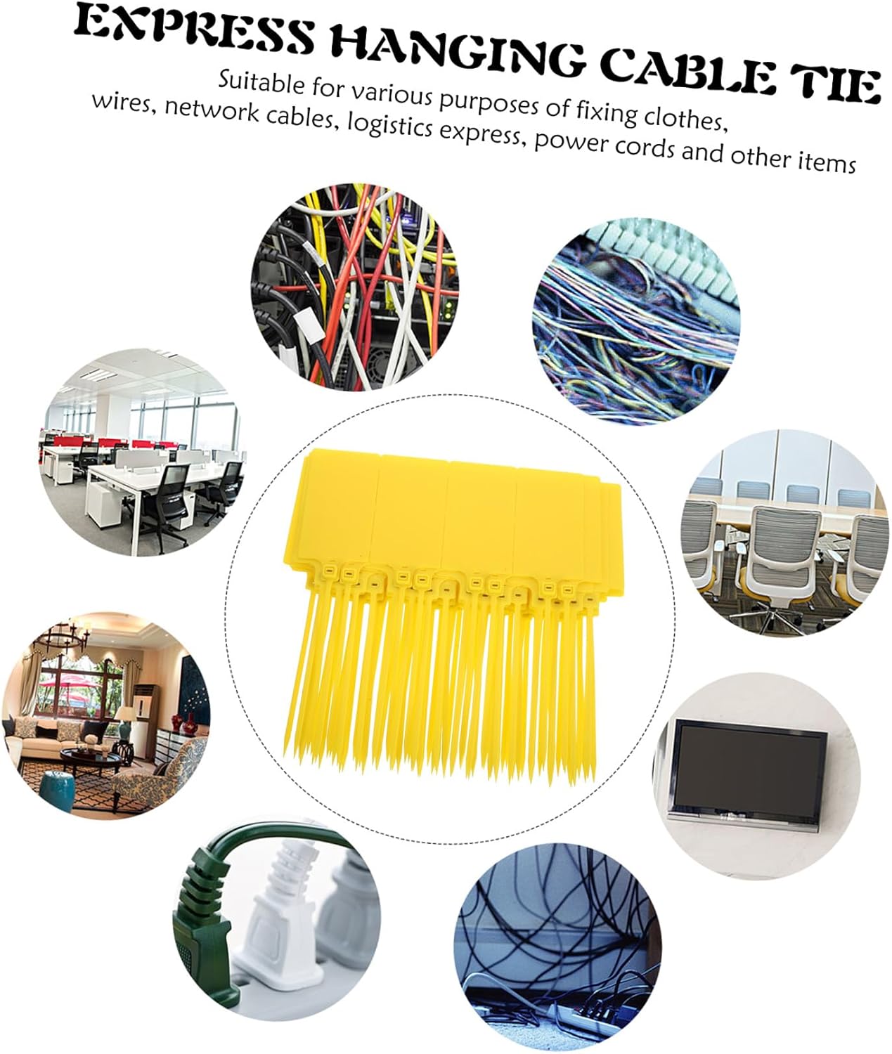 FRCOLOR 100pcs Yellow Plastic Shipping Labels with Wire, 5.8x100mm Cable Tags for Luggage Labeling and Industrial Packaging