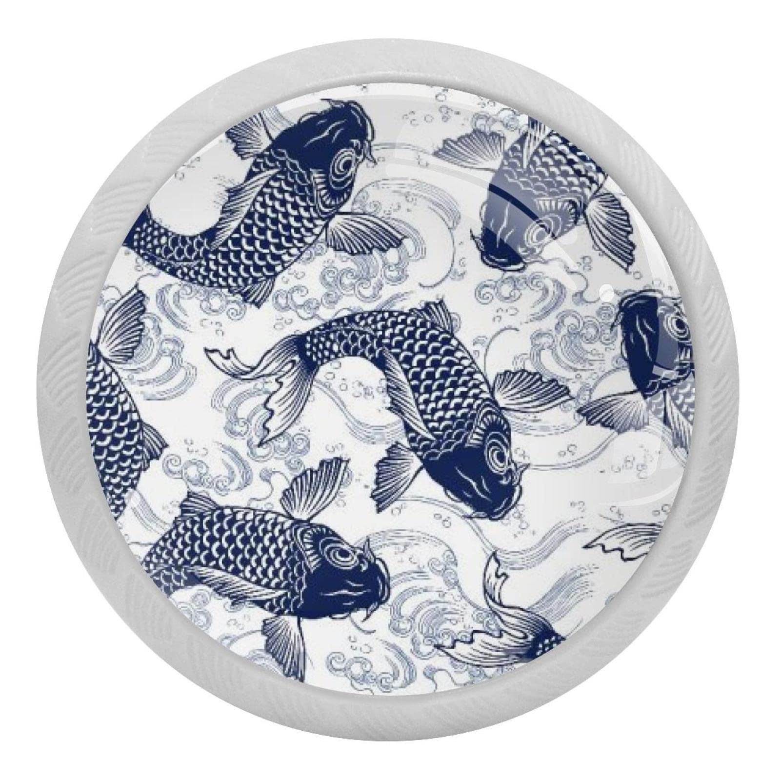 Boutons de tiroir Koi en verre fluorescent de style japonais