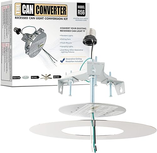 Miniatura 50 de The Can Converter - R56: Kit de conversión de luz empotrada para lámpara de techo, luces colgantes y colgantes, ventilador de techo - Incluye Latón
