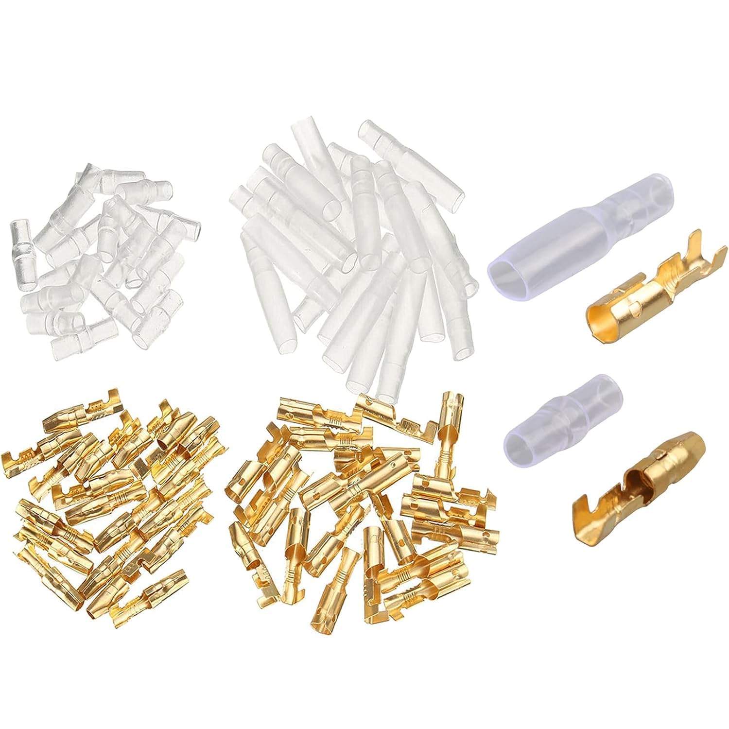 Divye Electronics 4.0 Bullet Connectors Kit, Brass Male and Female Wire Terminals Connector for Car Truck Motorcycle Bike with Insulating Sleeves 100PCS(25Sets)-picture-30