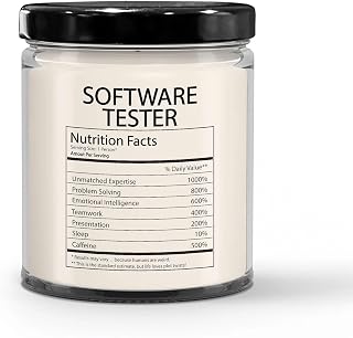 Funny Gifts for Software Tester Nutrition Facts Label - Christmas Candle for QA Engineer Staff Employee Test Engineer QA Tester - Thank You, Birthday - Vanilla Scented Soy Wax, 9oz