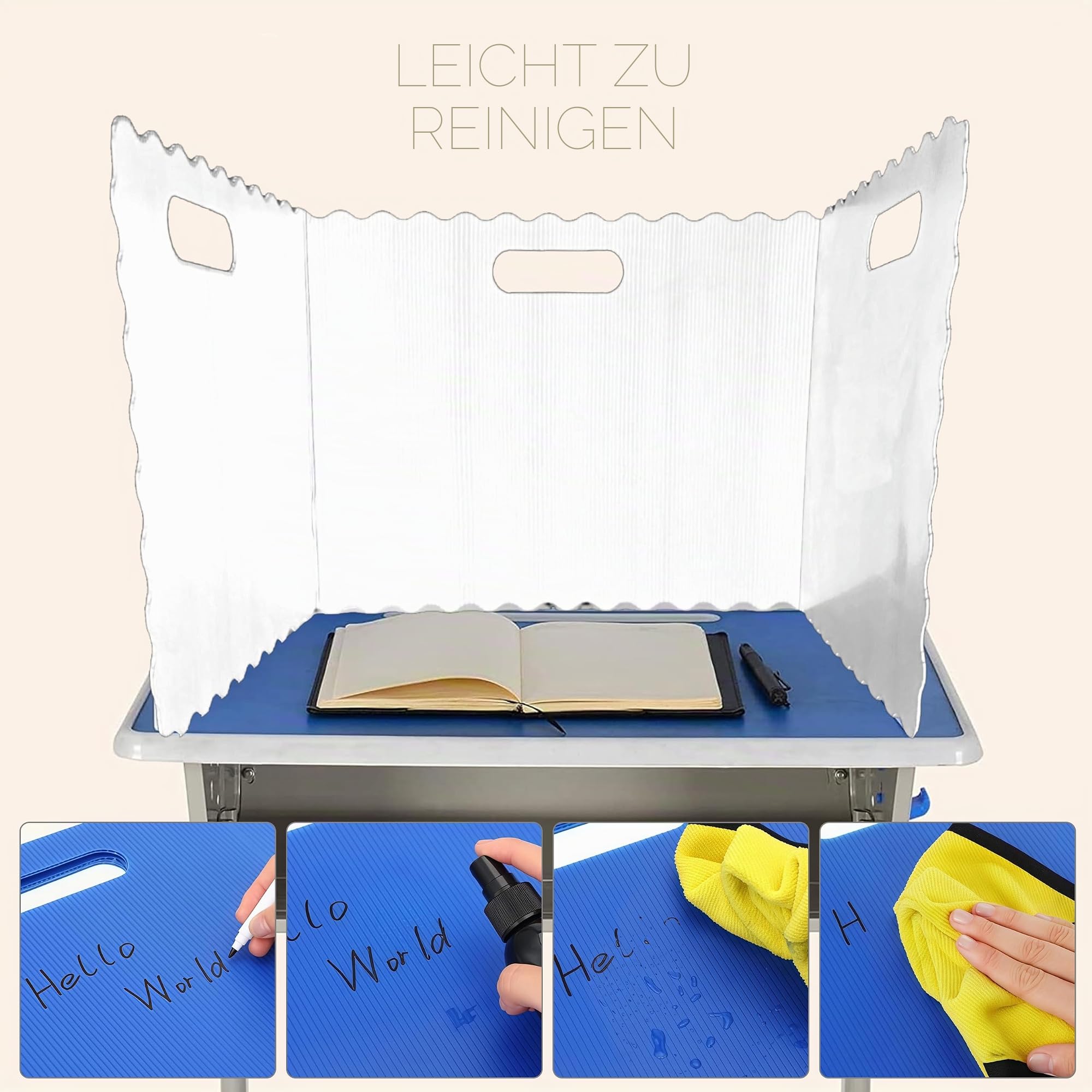 24 Stück Faltbare Trennwand Schreibtisch mit 72 Stück Namensschilder Tragbare Sichtschutz Study Table wasserdichte Trennwände Desks für Schule Büro Bibliothek, 40×30×30cm, Weiß