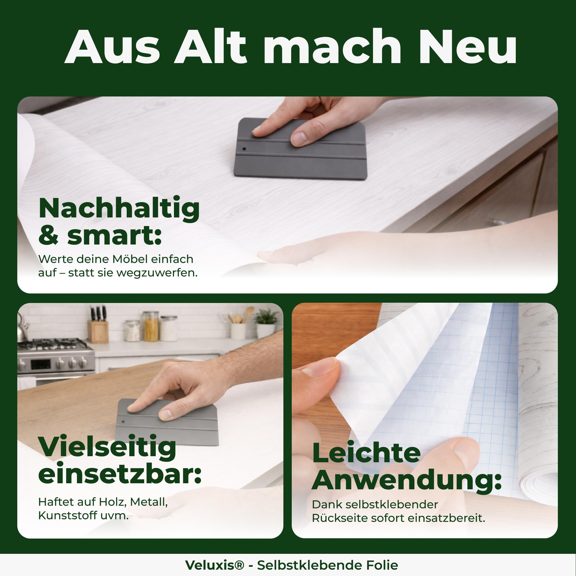 Klebefolie Klebefolie Möbel – Möbelfolie selbstklebend Taupe 6er Set, 6 x 45 x 200 cm, zuschneidbar, rückstandsfrei entfernbar